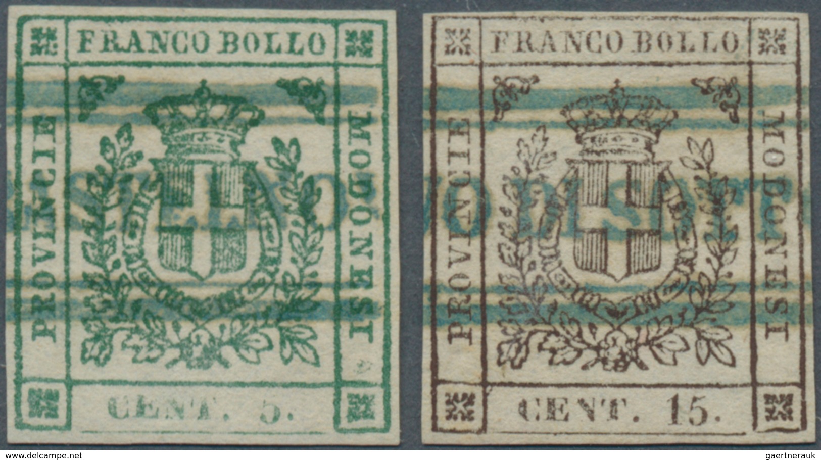 Italien - Altitalienische Staaten: Modena: 1859, 5c. Green And 15c. Brown, Both Fresh Colours And Fu - Modena