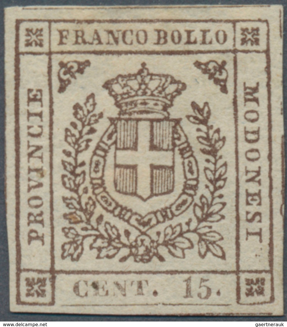 Italien - Altitalienische Staaten: Modena: 1859, 15c. Brown, Fresh Colour And Full Margins All Aroun - Modena