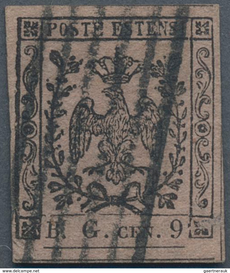 Italien - Altitalienische Staaten: Modena - Zeitungsstempelmarken: 1853, 9 C Grey-violet, Full Margi - Modena