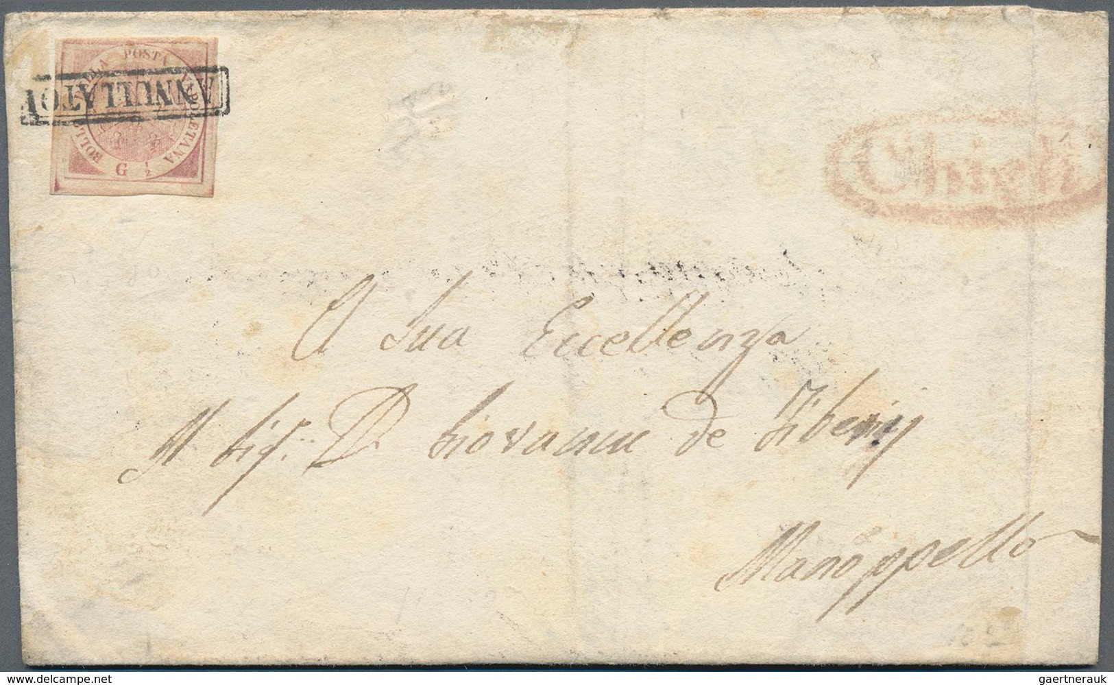 Italien - Altitalienische Staaten: Neapel: 1858, 1/2 Gr Bright Rose, Full Margins, Single Franking O - Napoli