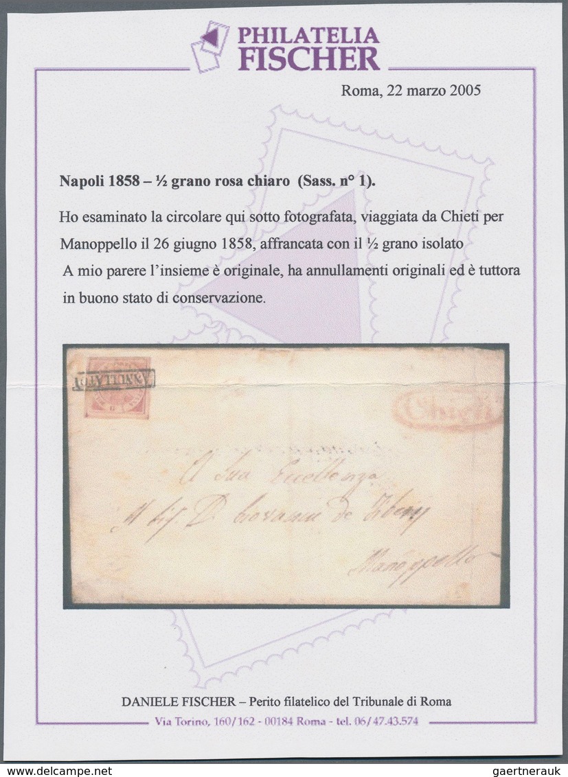 Italien - Altitalienische Staaten: Neapel: 1858, 1/2 Gr Bright Rose, Full Margins, Single Franking O - Napoli