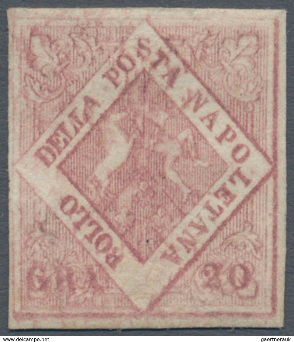 Italien - Altitalienische Staaten: Neapel: 1858: 20 Grana Brownish Pink, First Table, Mint With Orig - Napels