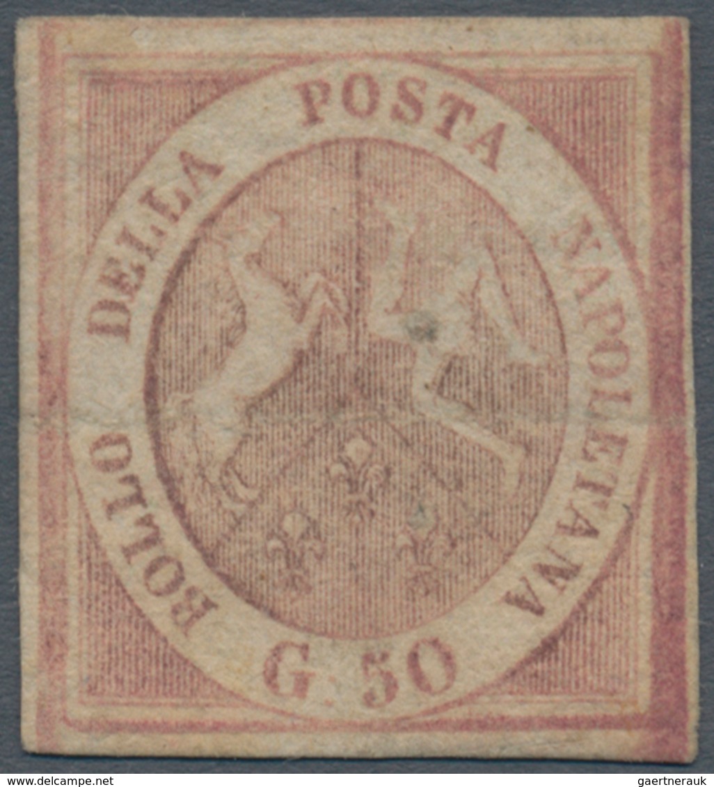 Italien - Altitalienische Staaten: Neapel: 1858, 50 Grana, Rose Brown, Unused Without Gum, Crossed B - Napoli