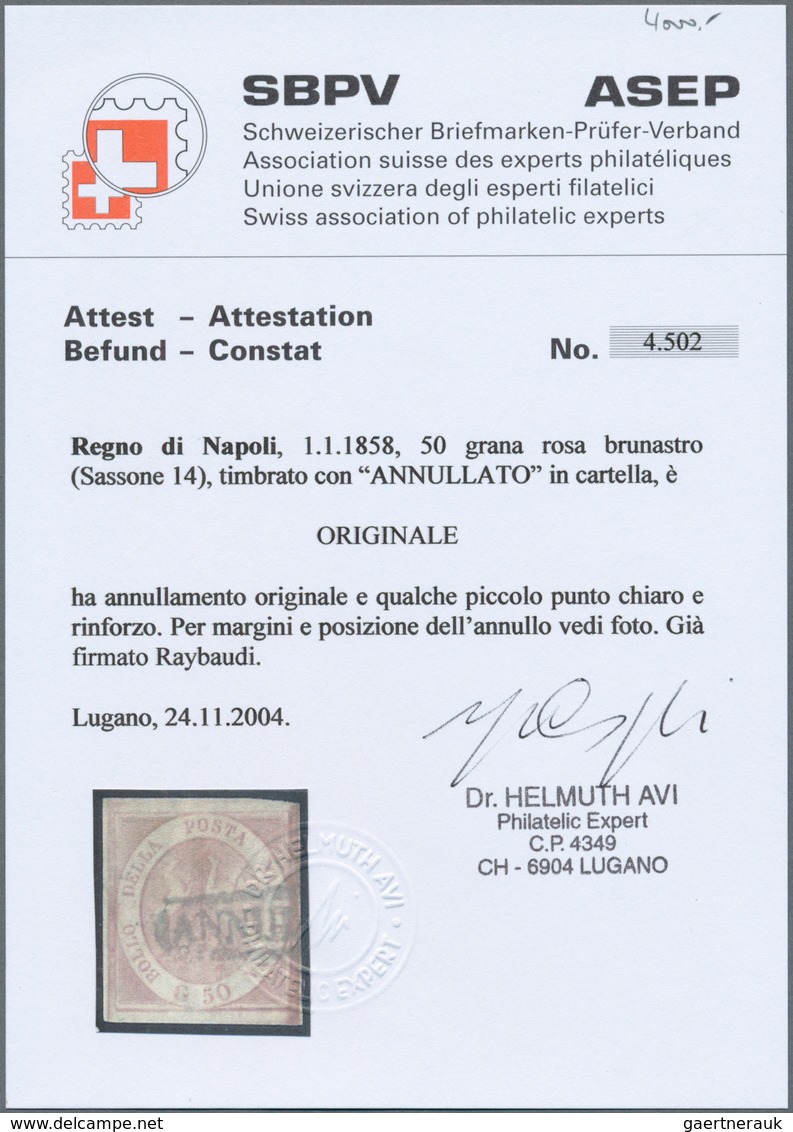 Italien - Altitalienische Staaten: Neapel: 1858, 50gr. Rose, Good Margins All Around, Some Thinnings - Napoli