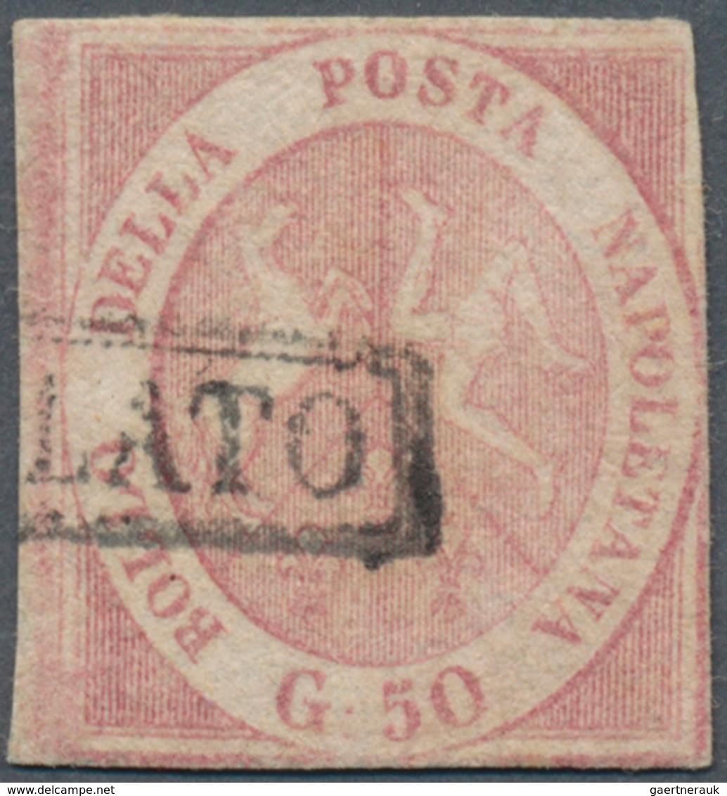 Italien - Altitalienische Staaten: Neapel: 1858, 50gr. Rose, Relatively Fresh Colour, Cut Into At Ri - Napels