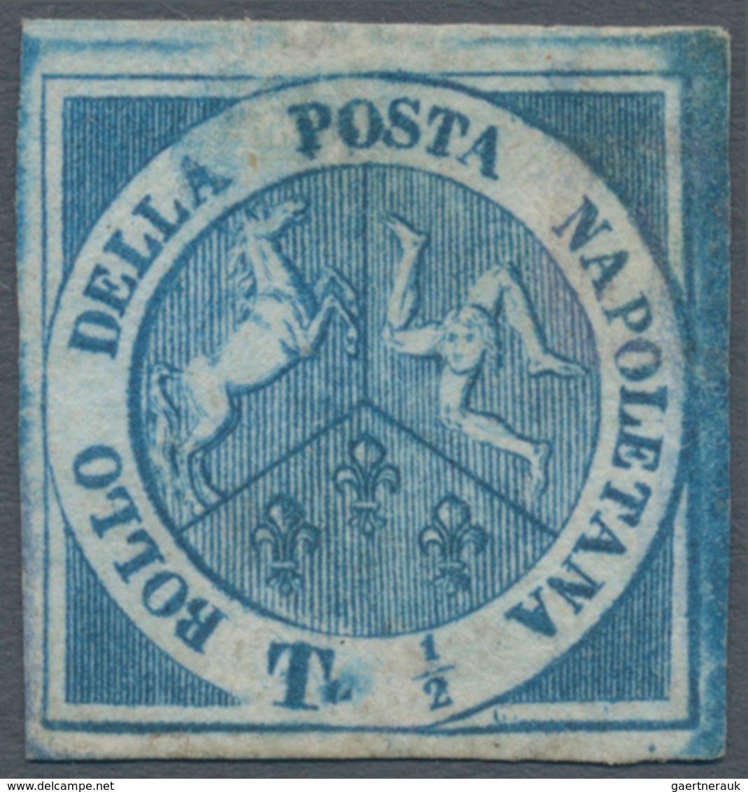 Italien - Altitalienische Staaten: Neapel: 1860, ½t. Blue "TRINACRIA", Fresh Colour, Full To Large M - Napels