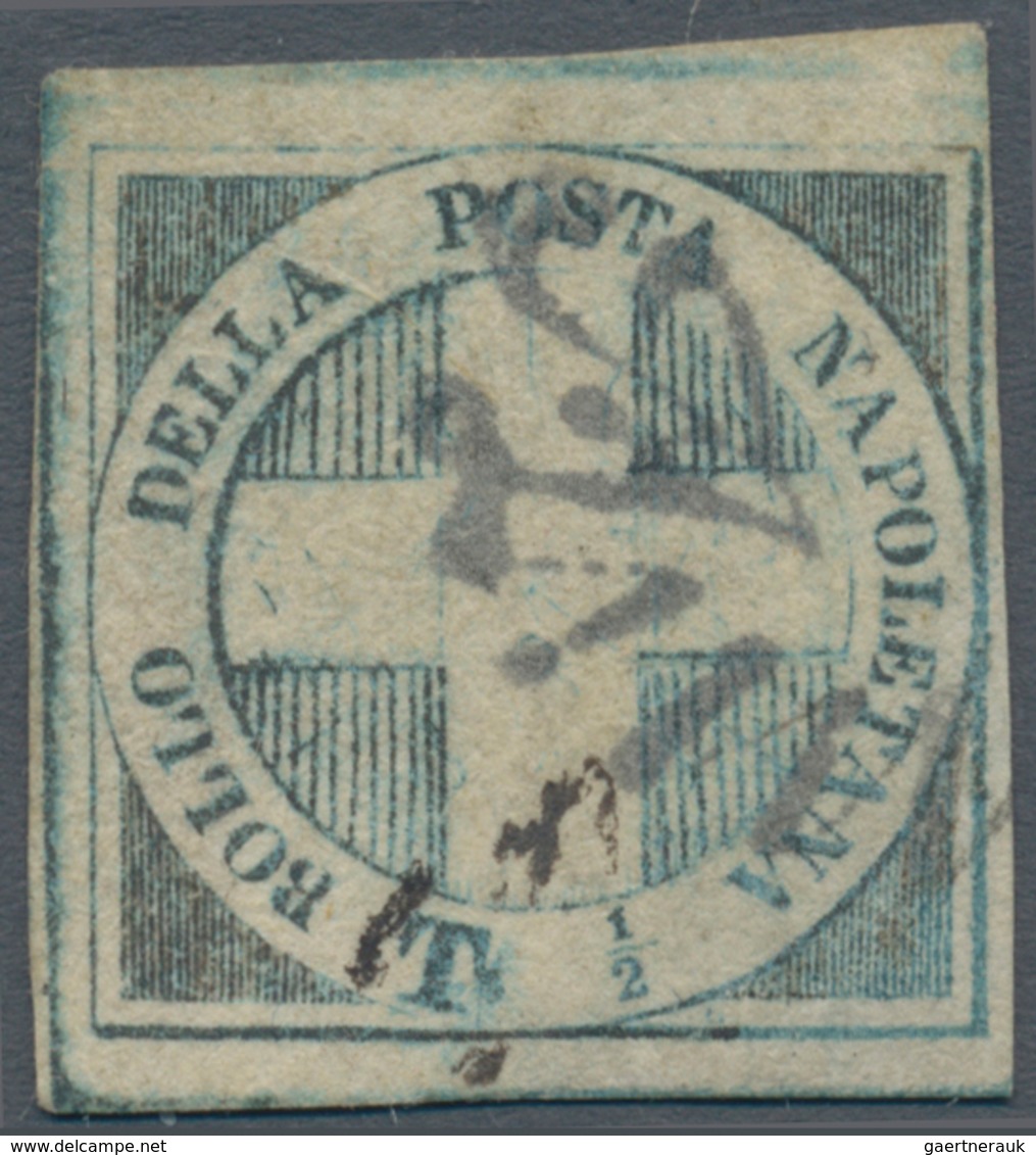 Italien - Altitalienische Staaten: Neapel: 1860, 1/2 Tornese "Croce Di Savoia", Blue, Cancelled And - Napoli