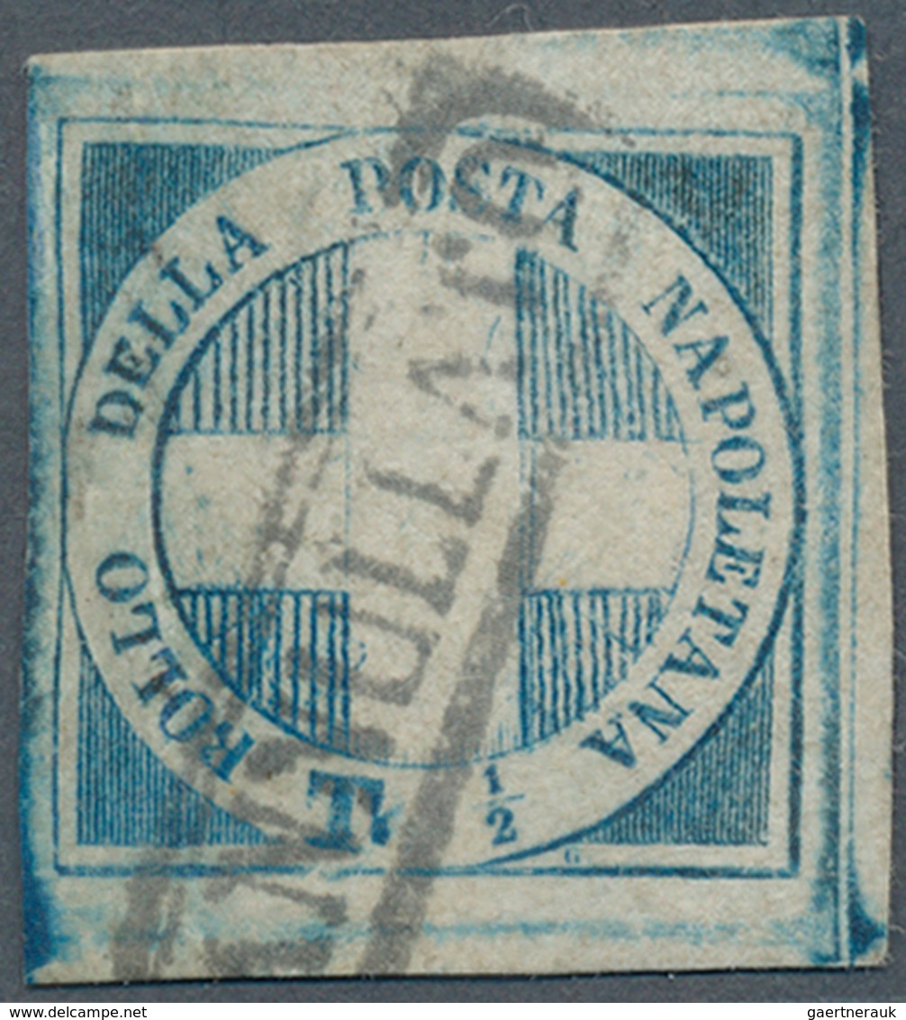 Italien - Altitalienische Staaten: Neapel: 1860, ½t. Blue "Savoyan Cross", Fresh Colour, Full To Hug - Napoli