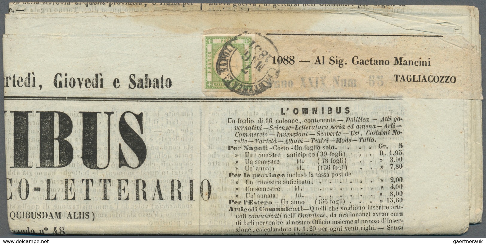 Italien - Altitalienische Staaten: Neapel: 1861, ½t. Yellow-green, Fresh Colour, Wide Margins, Singl - Naples