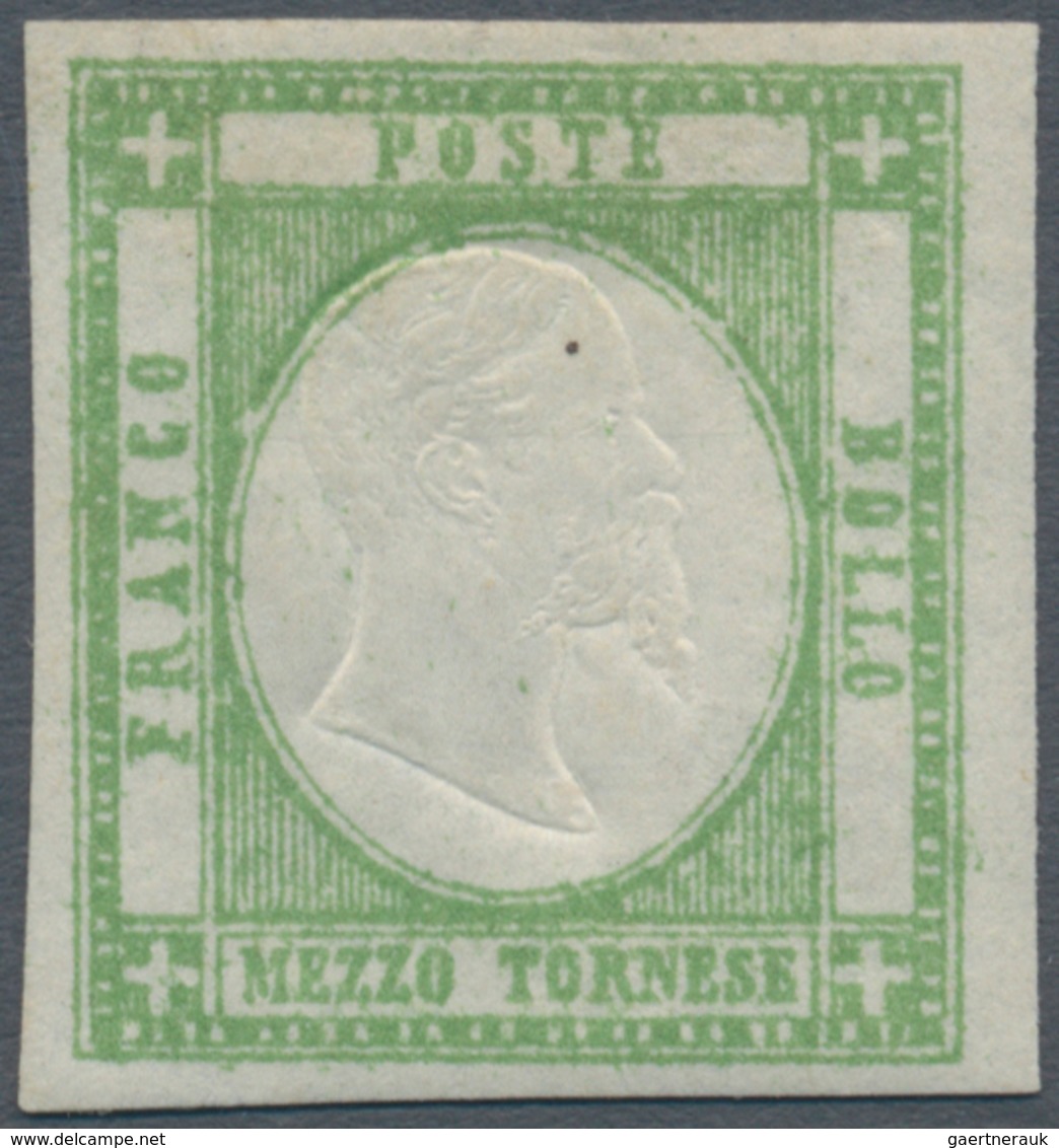 Italien - Altitalienische Staaten: Neapel: 1861, ½ Tornese Emerald Green, Unsued With Gum. Certifica - Napoli