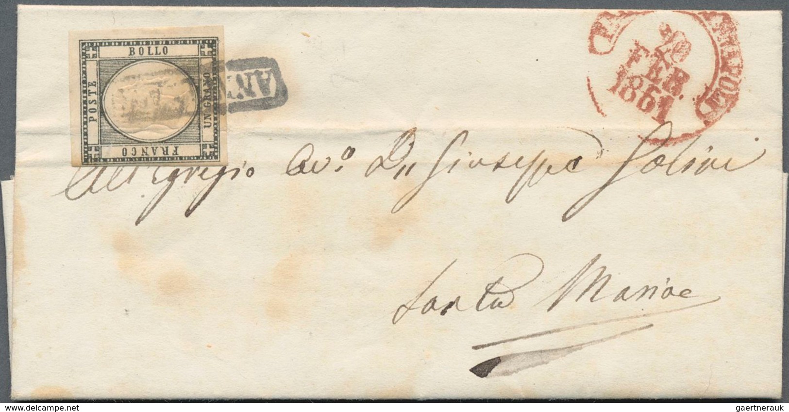 Italien - Altitalienische Staaten: Neapel: 1861, Italy - Province Of Naples: 1 Gr Black, Full Margin - Napels