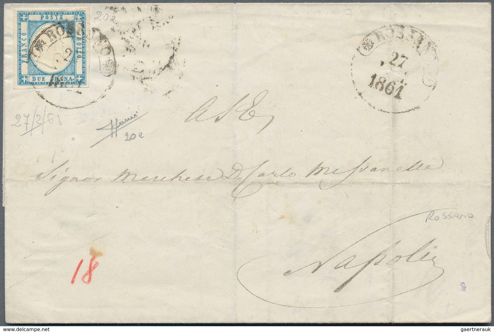 Italien - Altitalienische Staaten: Neapel: 1861, Italy - Province Of Naples: 2 Gr Light Indigo, Full - Napoli