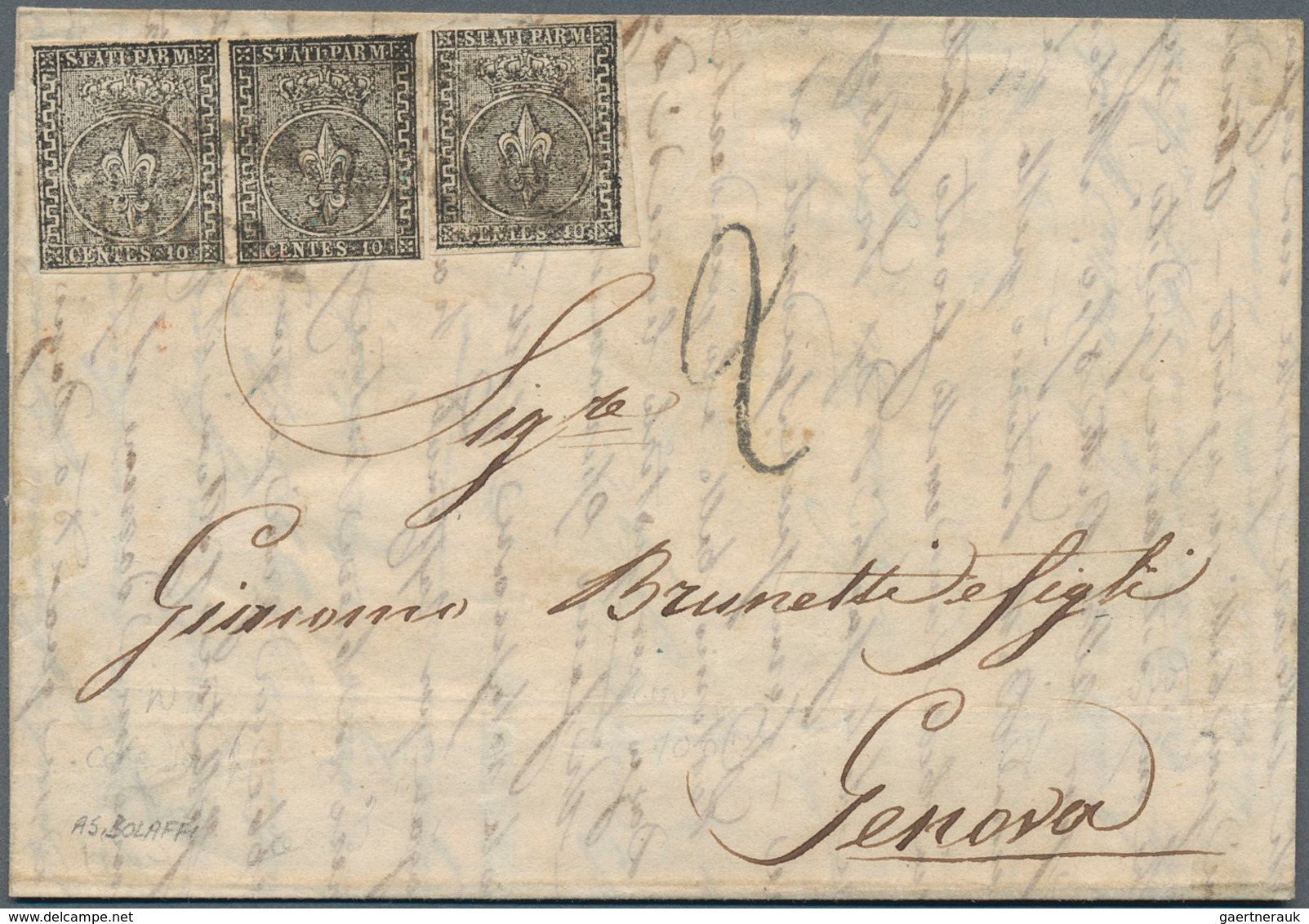 Italien - Altitalienische Staaten: Parma: 1852, 10 C Black On White, Horizontal Pair, Even To Full M - Parma