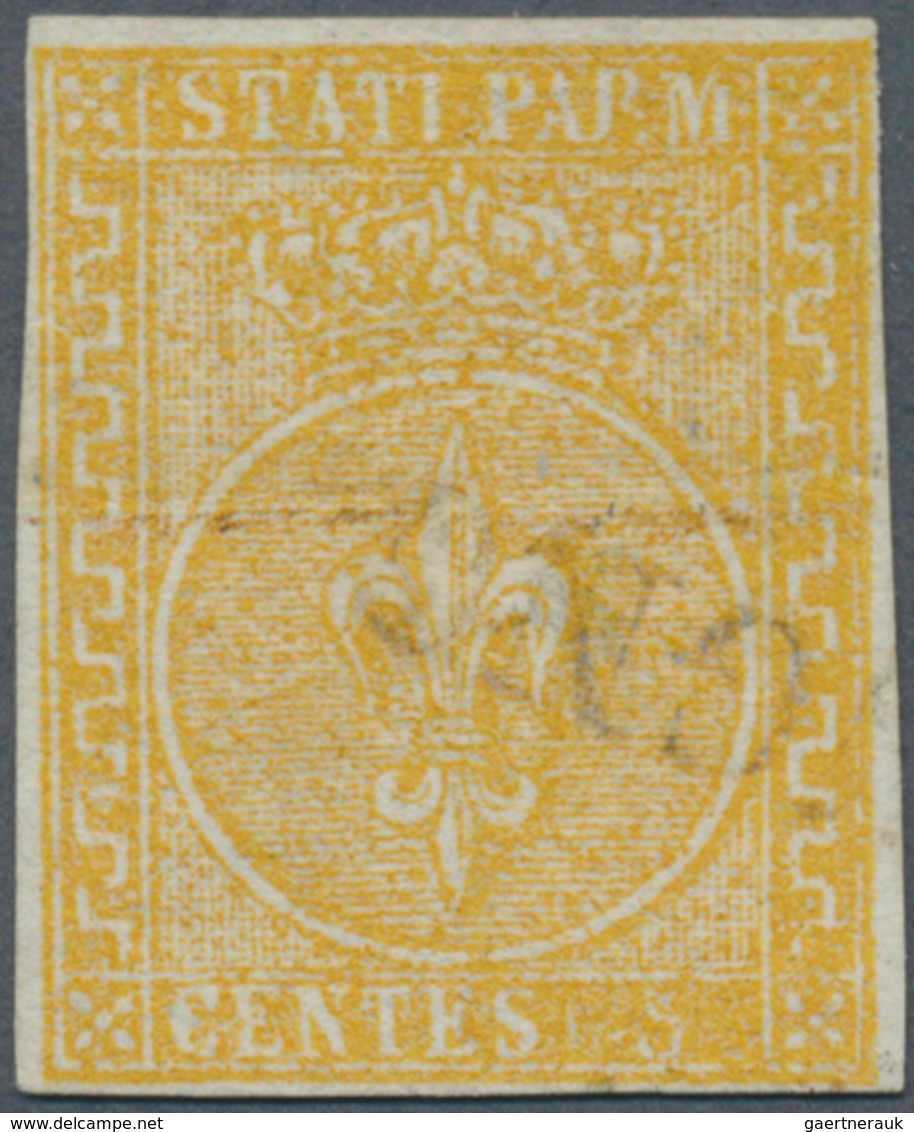 Italien - Altitalienische Staaten: Parma: 1853, 5c. Yellow, Bright Colour, Close To Full Margins, Ho - Parma