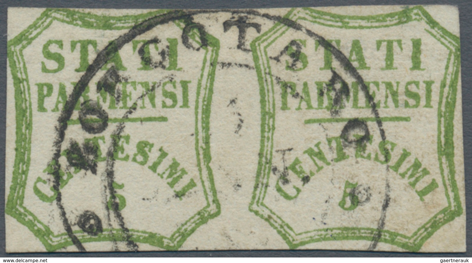 Italien - Altitalienische Staaten: Parma: 1859, Provisional Government, Pair Of 5 Cents, Yellow Gree - Parma