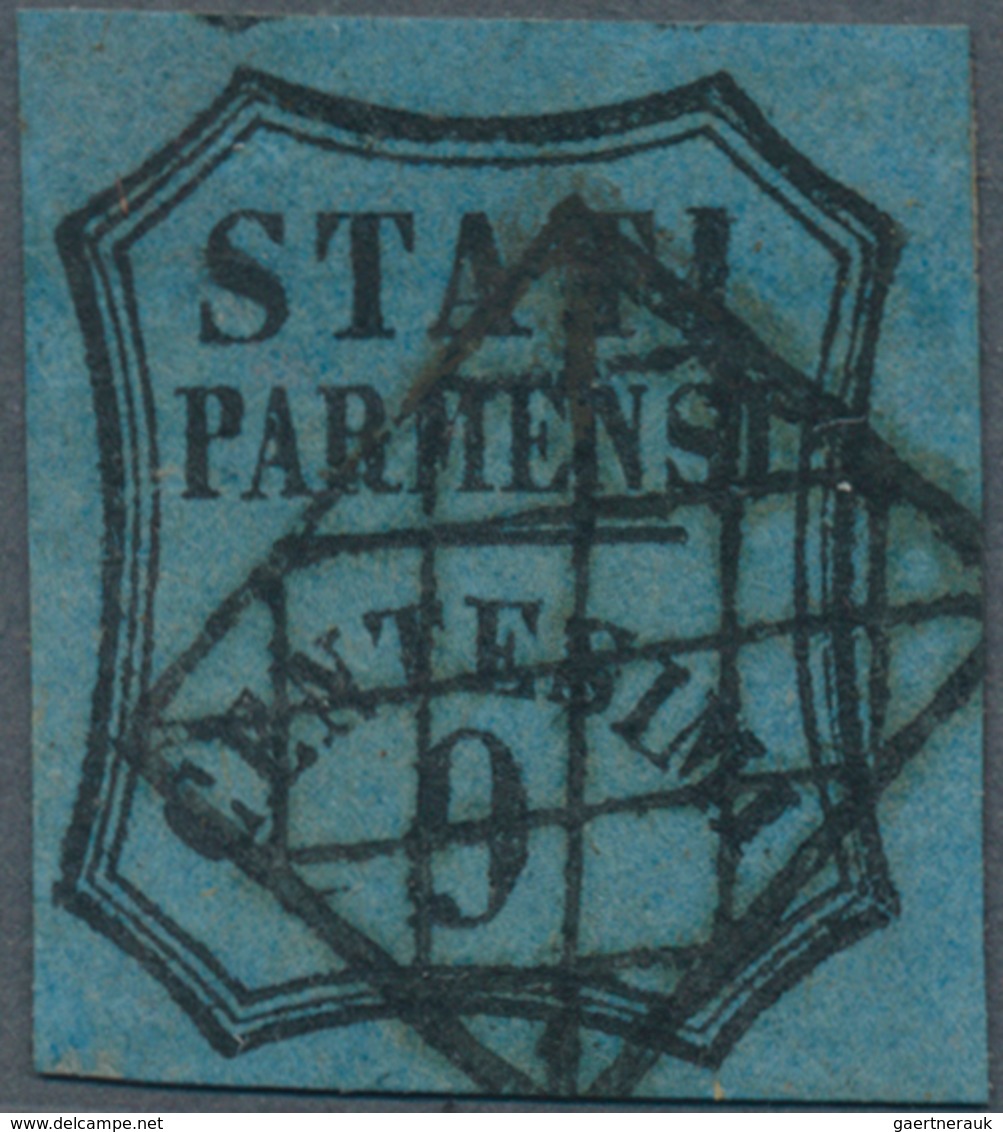 Italien - Altitalienische Staaten: Parma - Zeitungsstempelmarken: 1853, 9c. Black On Blue, Deep Colo - Parma