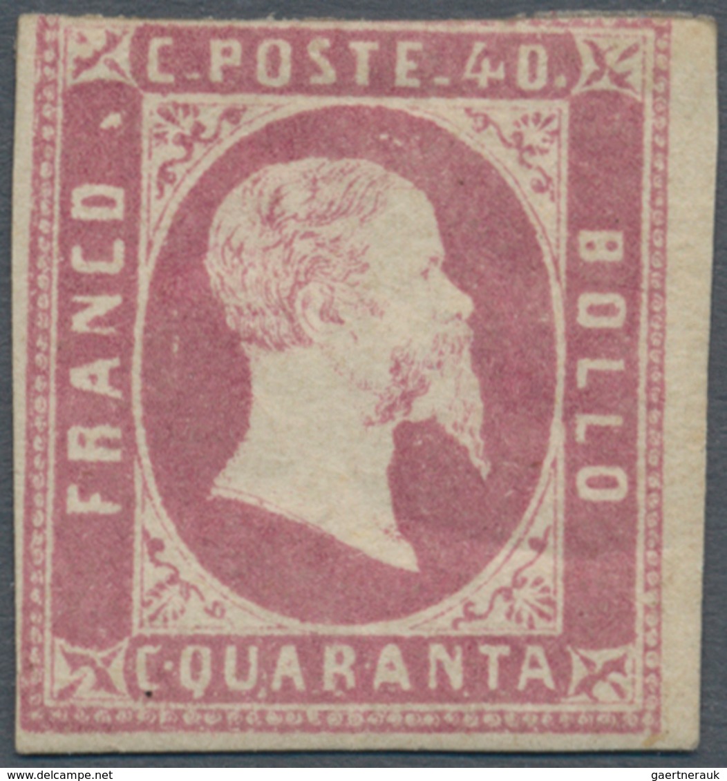 Italien - Altitalienische Staaten: Sardinien: 1851: 40 Cents Lilac Pink, Mint With Gum, Short At The - Sardegna