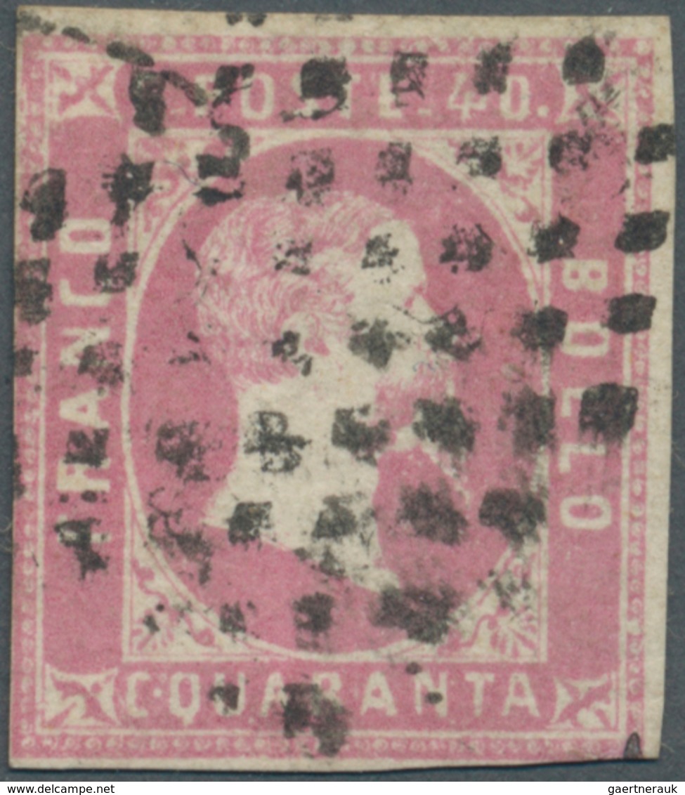 Italien - Altitalienische Staaten: Sardinien: 1851, 40c. Rose-lilac, Fresh Colour, Slightly Cut Into - Sardinia