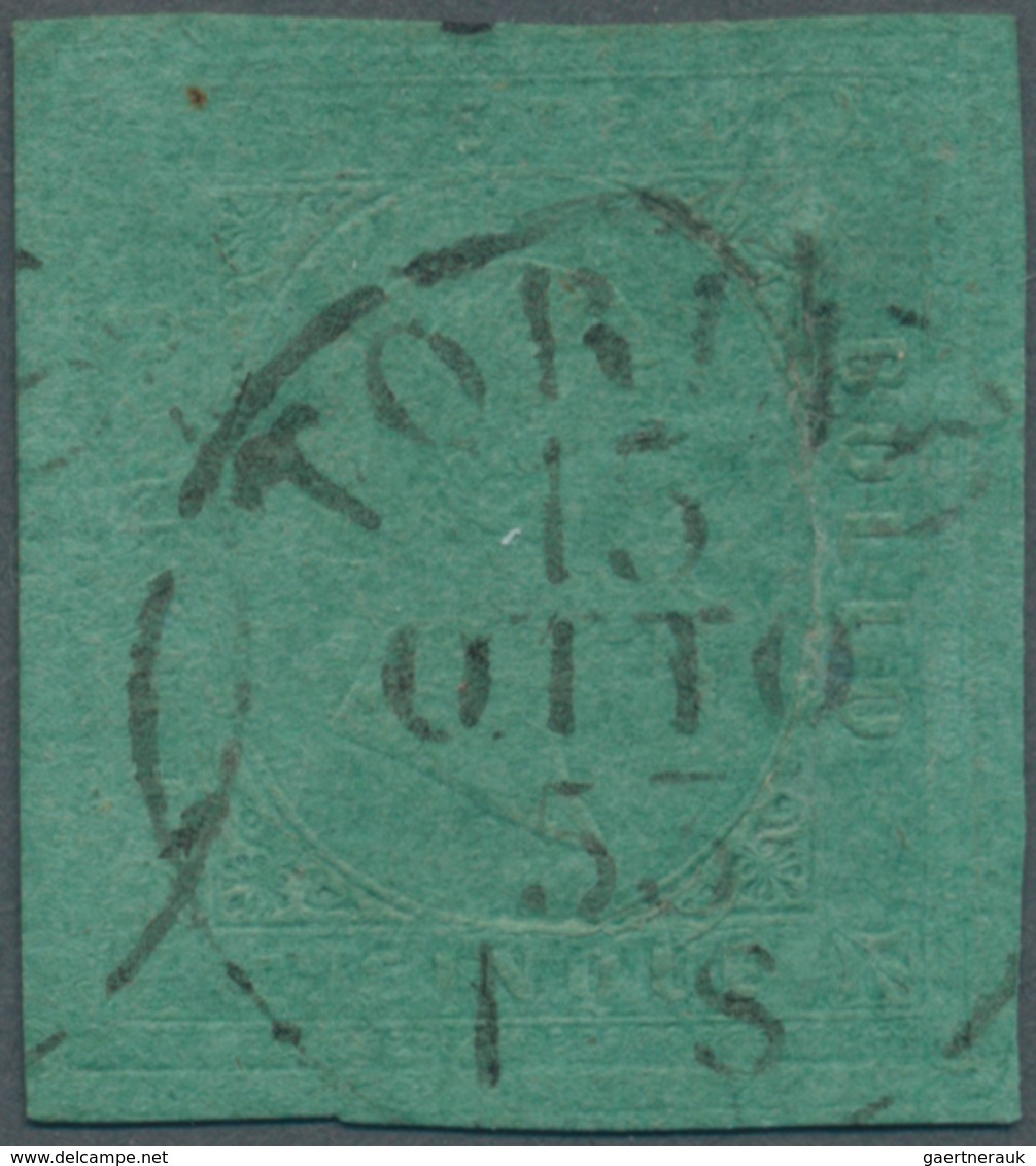 Italien - Altitalienische Staaten: Sardinien: 1853, 5c. Green, Fresh Colour And Full Margins, Slight - Sardinië