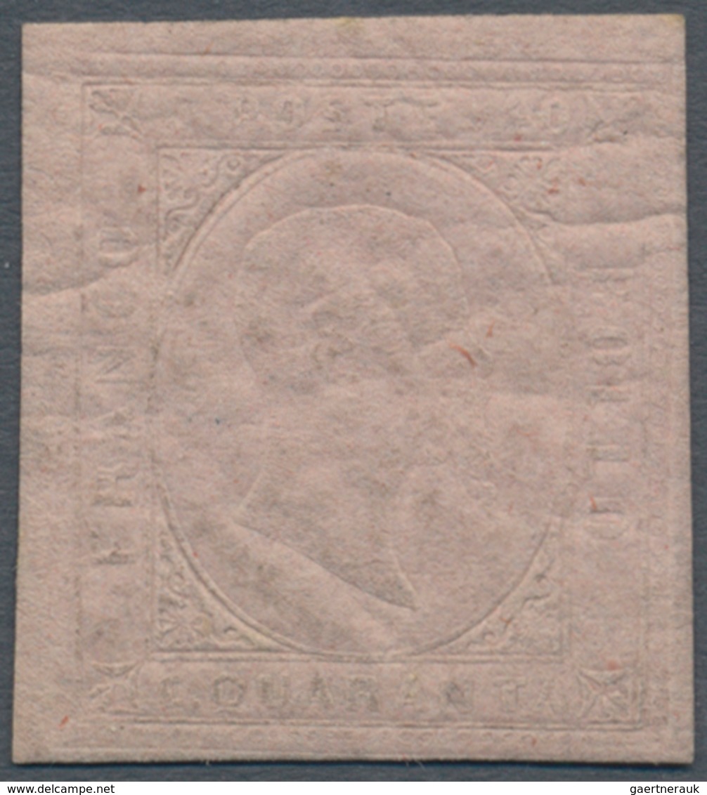 Italien - Altitalienische Staaten: Sardinien: 1853, 40 Cents Light Rose, Mint With Original Gum, In - Sardegna