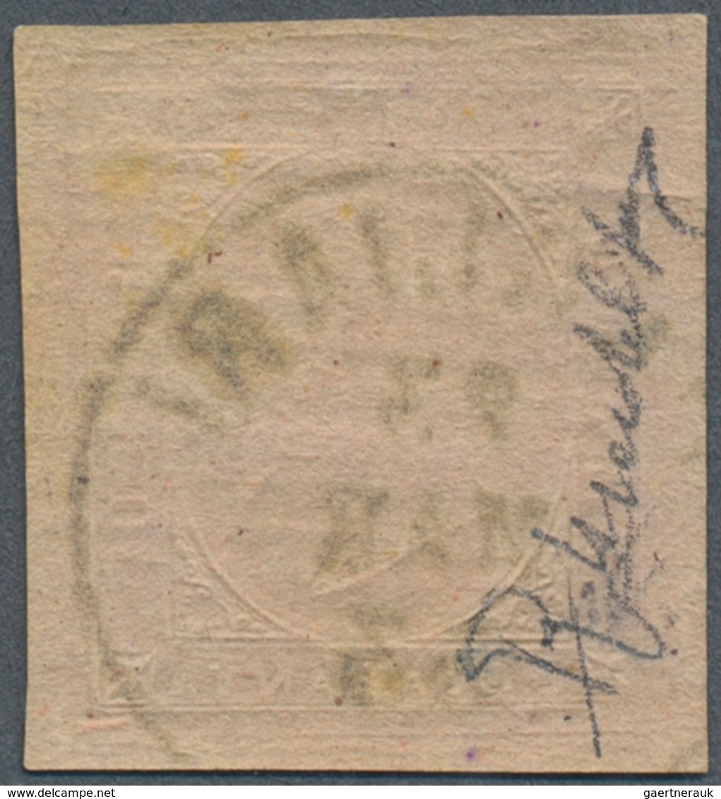 Italien - Altitalienische Staaten: Sardinien: 1853: VEII 40 C Embossed On Rose Paper, Cancelled (C)A - Sardinië