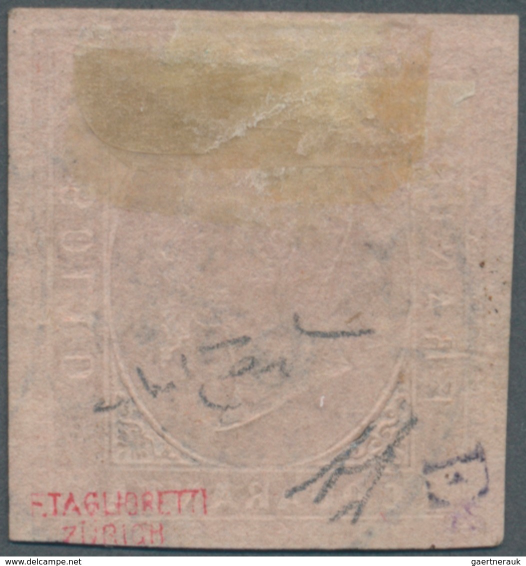 Italien - Altitalienische Staaten: Sardinien: 1853, 40c. Rose, Fresh Colour, Full Margins, Neatly Ob - Sardinia