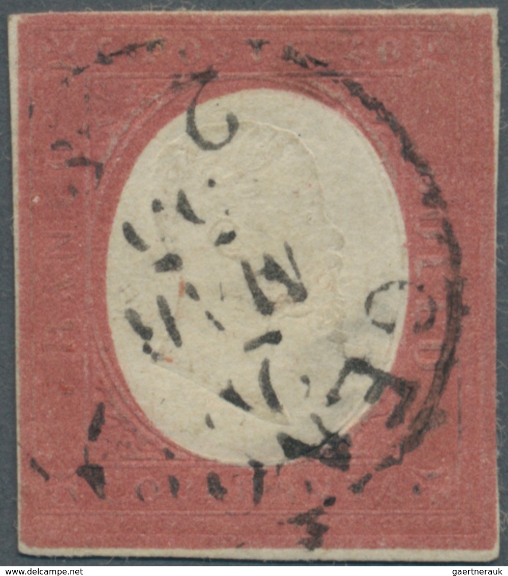 Italien - Altitalienische Staaten: Sardinien: 1854, 40 C Brick-red, Close Margins, Used With Cds GEN - Sardegna