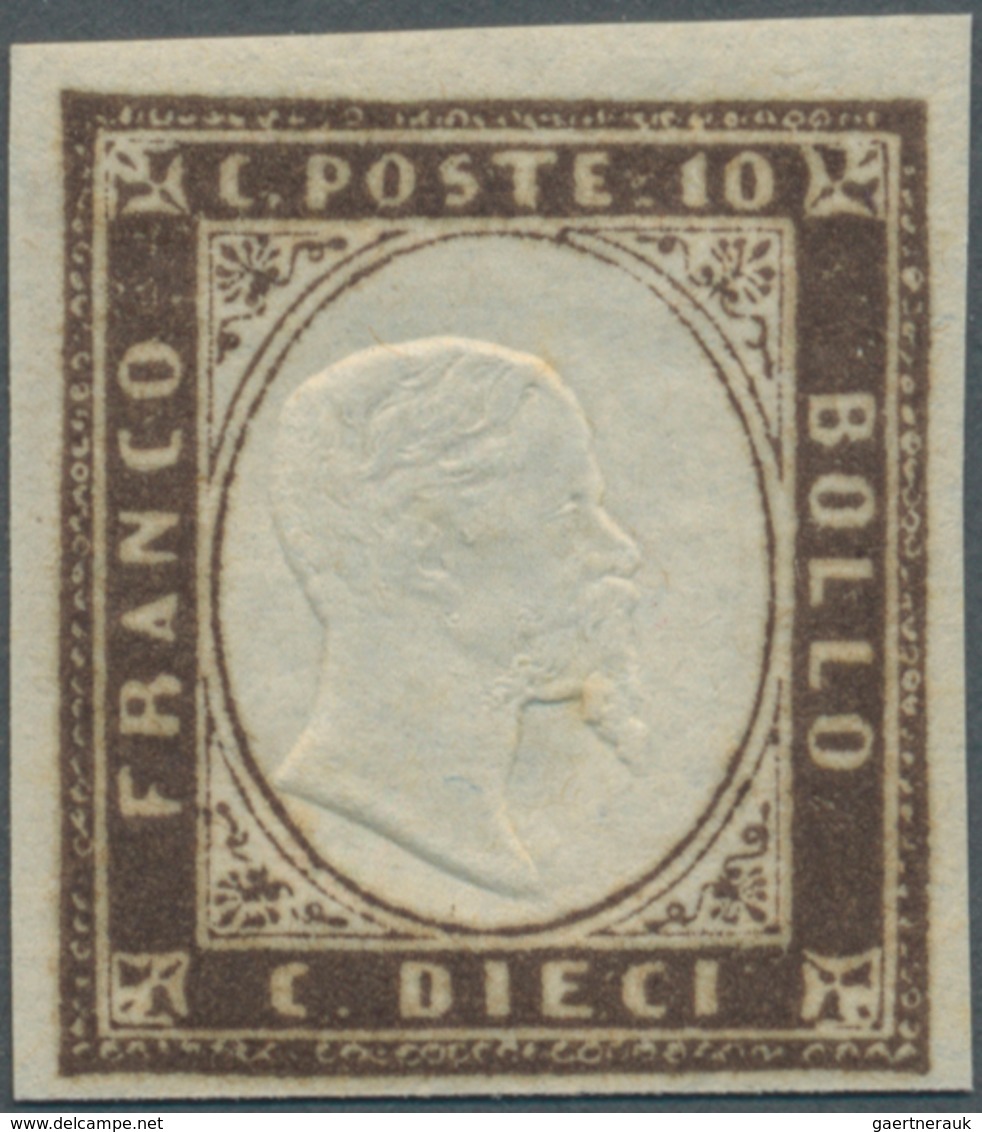 Italien - Altitalienische Staaten: Sardinien: 1859, 10 C Chocolate Brown, Full Margins, Fresh Color, - Sardinië