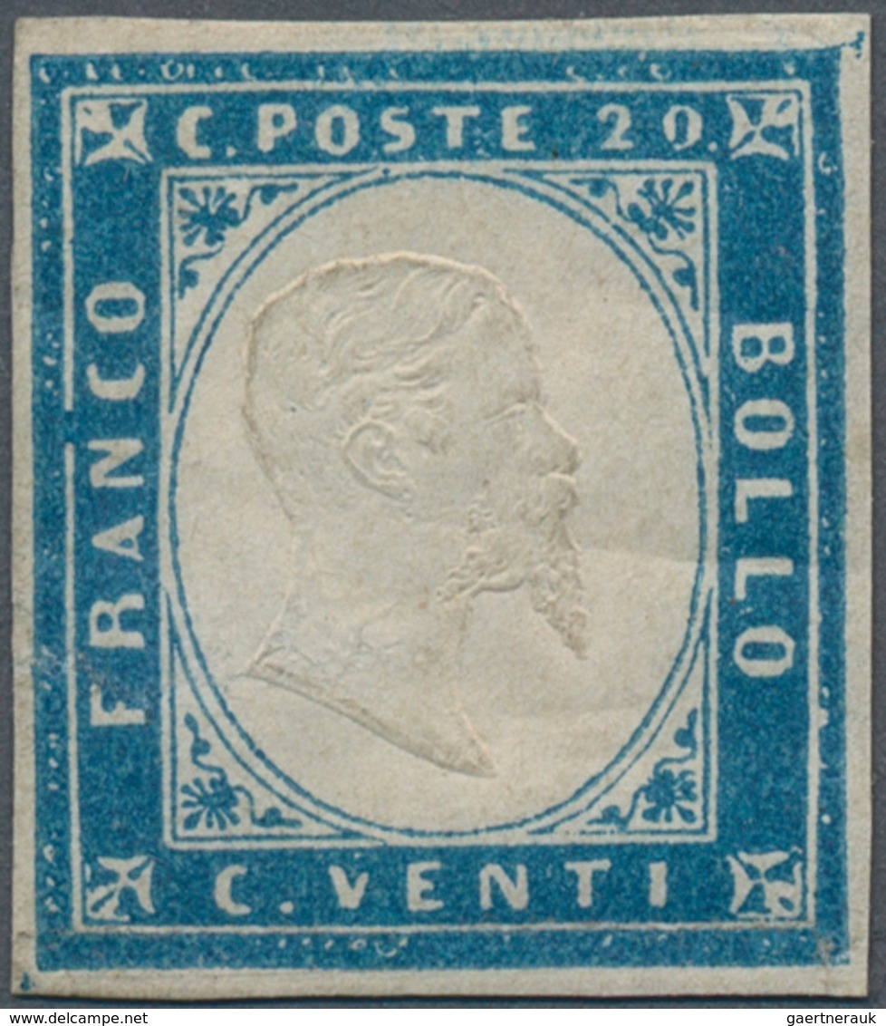 Italien - Altitalienische Staaten: Sardinien: 1855, 20c. Dark Cobalt, Fresh Colour, Full Margins All - Sardinië