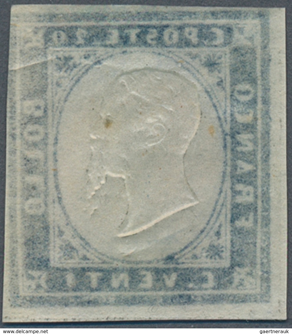 Italien - Altitalienische Staaten: Sardinien: 1859, 20c. Ultramarine With Slight Double Embossing (s - Sardinië