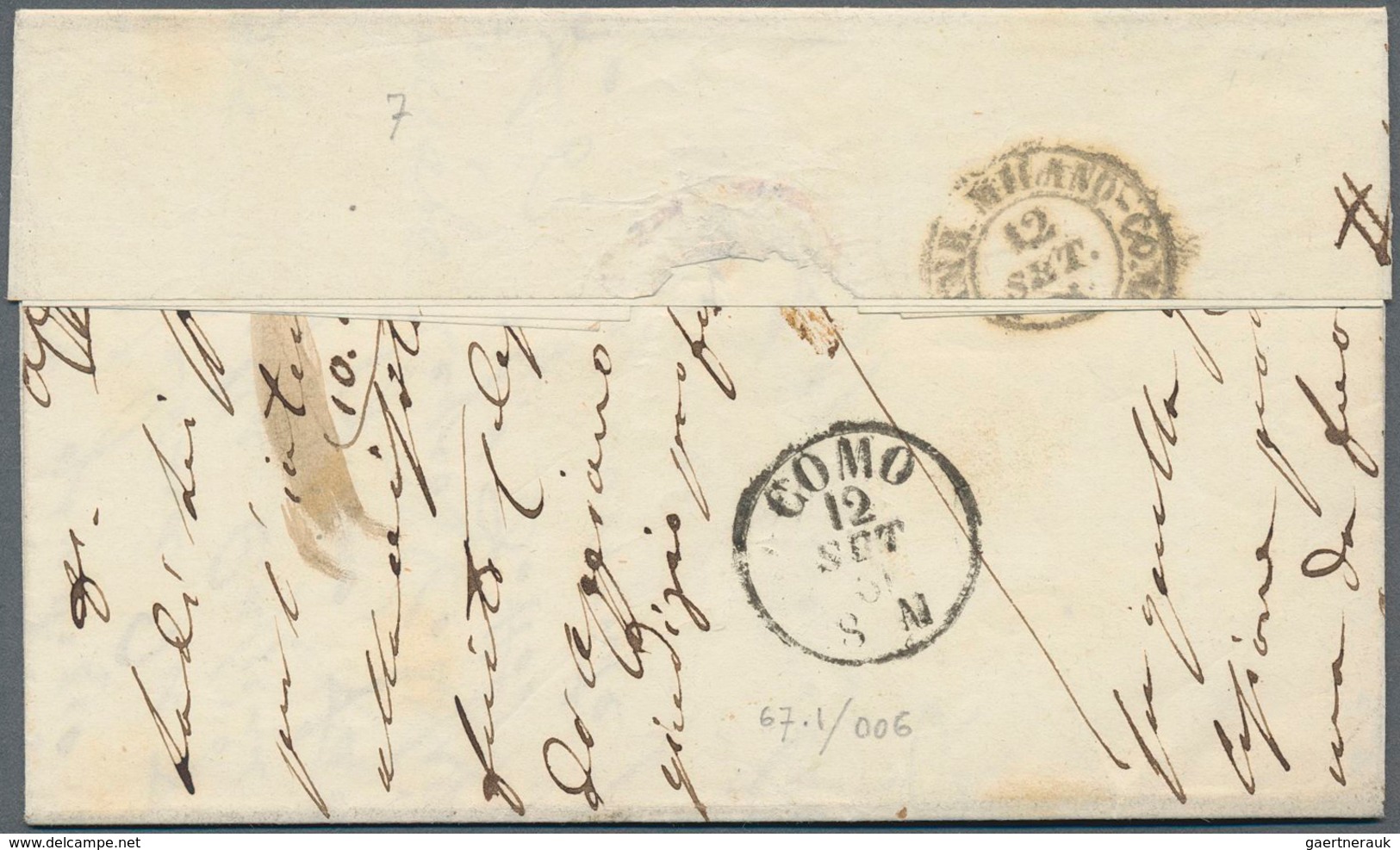 Italien - Altitalienische Staaten: Sardinien: 1860, 20 C Blue, Full Margins, Slight Horizontal Creas - Sardinië