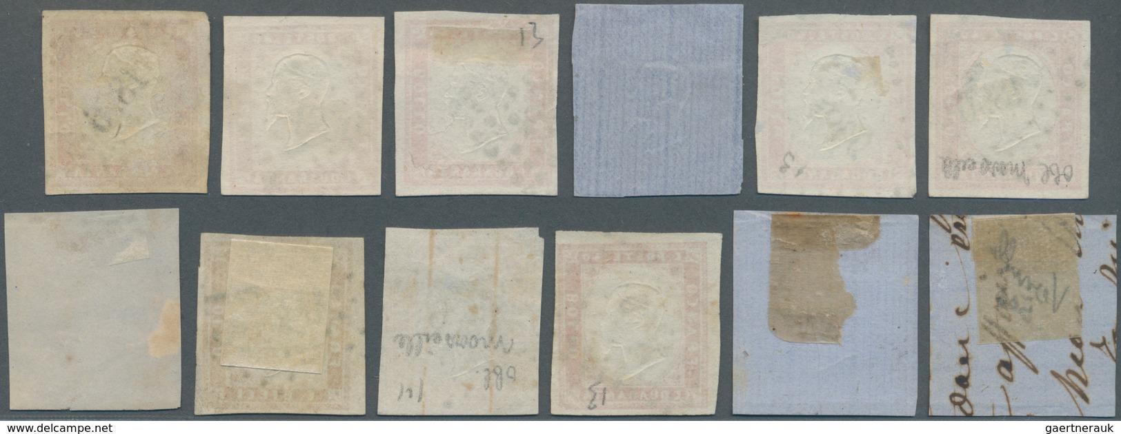 Italien - Altitalienische Staaten: Sardinien: 1855/1862, MARSEILLE, Group Of 12 Used Stamps With Fre - Sardinië