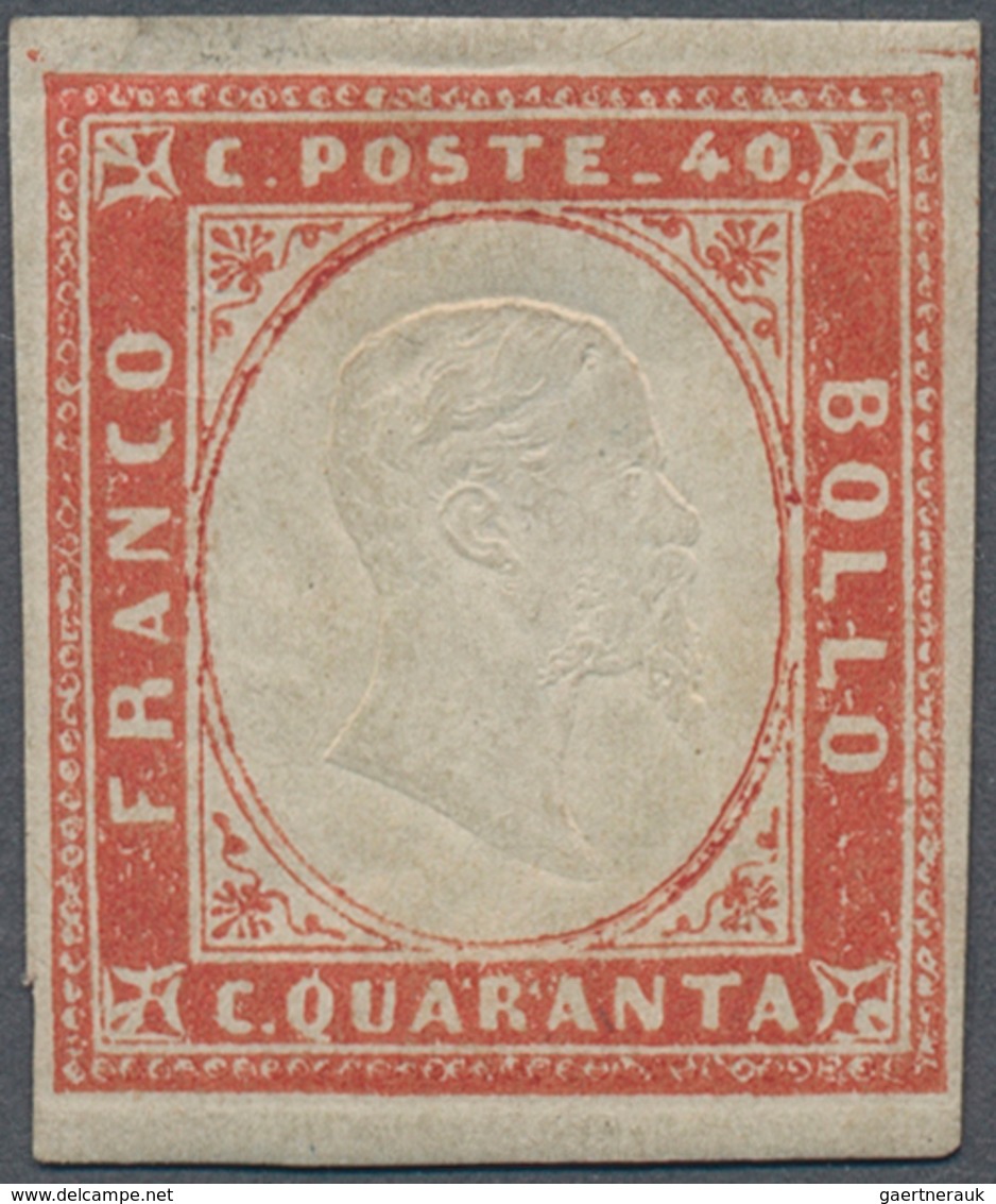 Italien - Altitalienische Staaten: Sardinien: 1855, 40c. Rose-vermilion, Bright Colour, Close To Wid - Sardinië