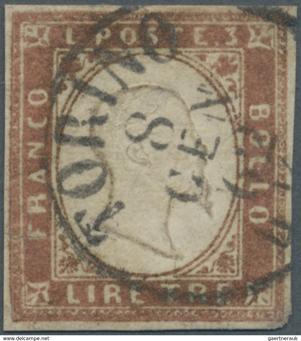 Italien - Altitalienische Staaten: Sardinien: 1861, 3 Lire, Bright Copper, Full Margins, Small Tear - Sardinië