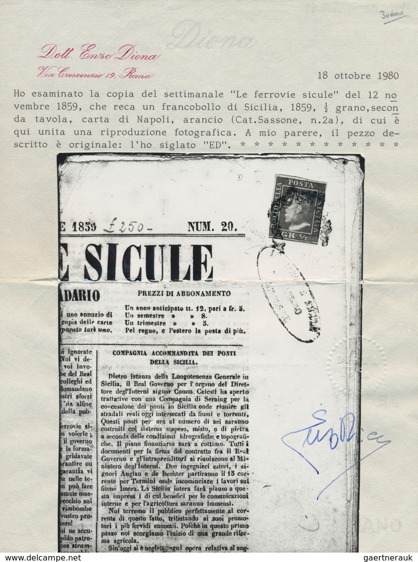 Italien - Altitalienische Staaten: Sizilien: 1859: Copy Of The Weekly "le Ferrovie Sicule" (the Sicu - Sicilië