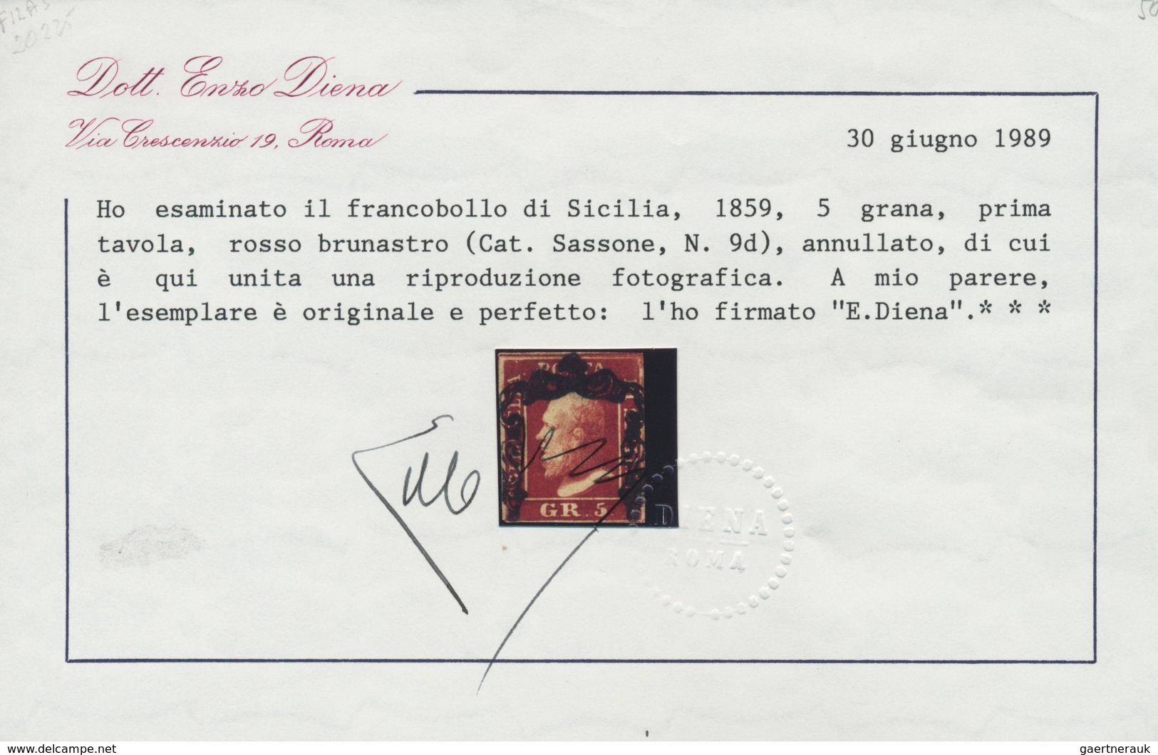 Italien - Altitalienische Staaten: Sizilien: 1859, 5gr. Reddish Brown, Fresh Colour, Neatly Cancelle - Sicily