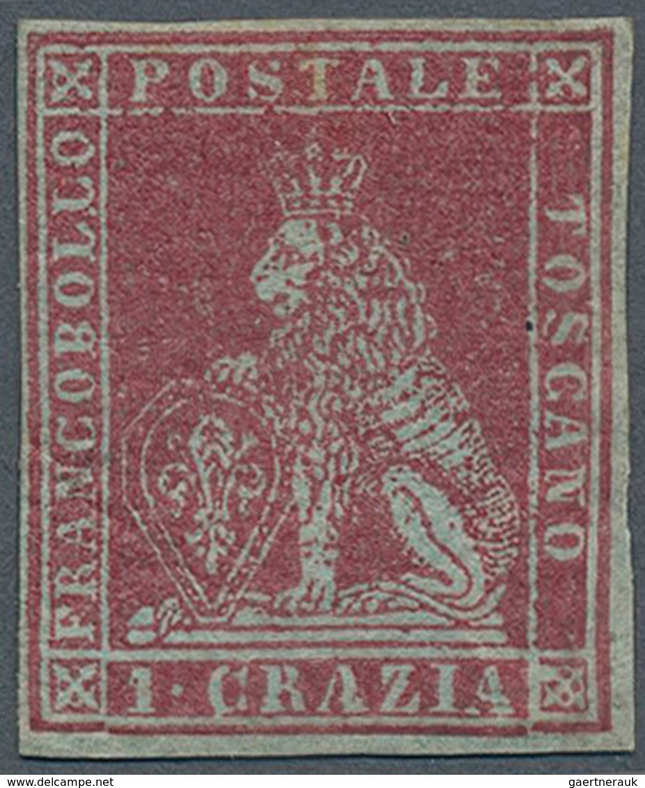 Italien - Altitalienische Staaten: Toscana: 1851, 1cr. Carmine, Fresh Colour, Close To Full Margins, - Toscana