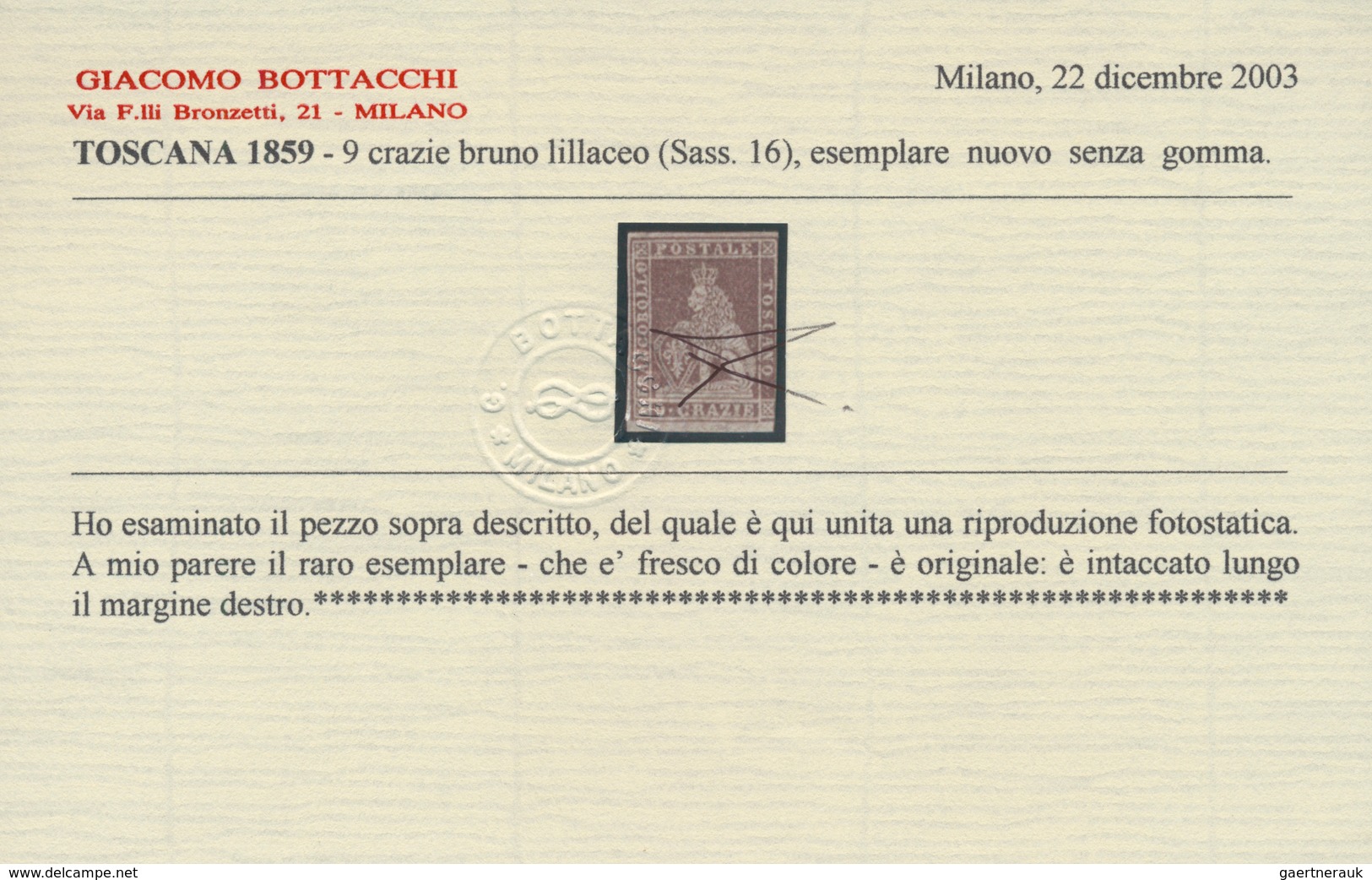 Italien - Altitalienische Staaten: Toscana: 1859, 9cr. Brownish Lilac, Fresh Colour, Cut Into At Rig - Toscane