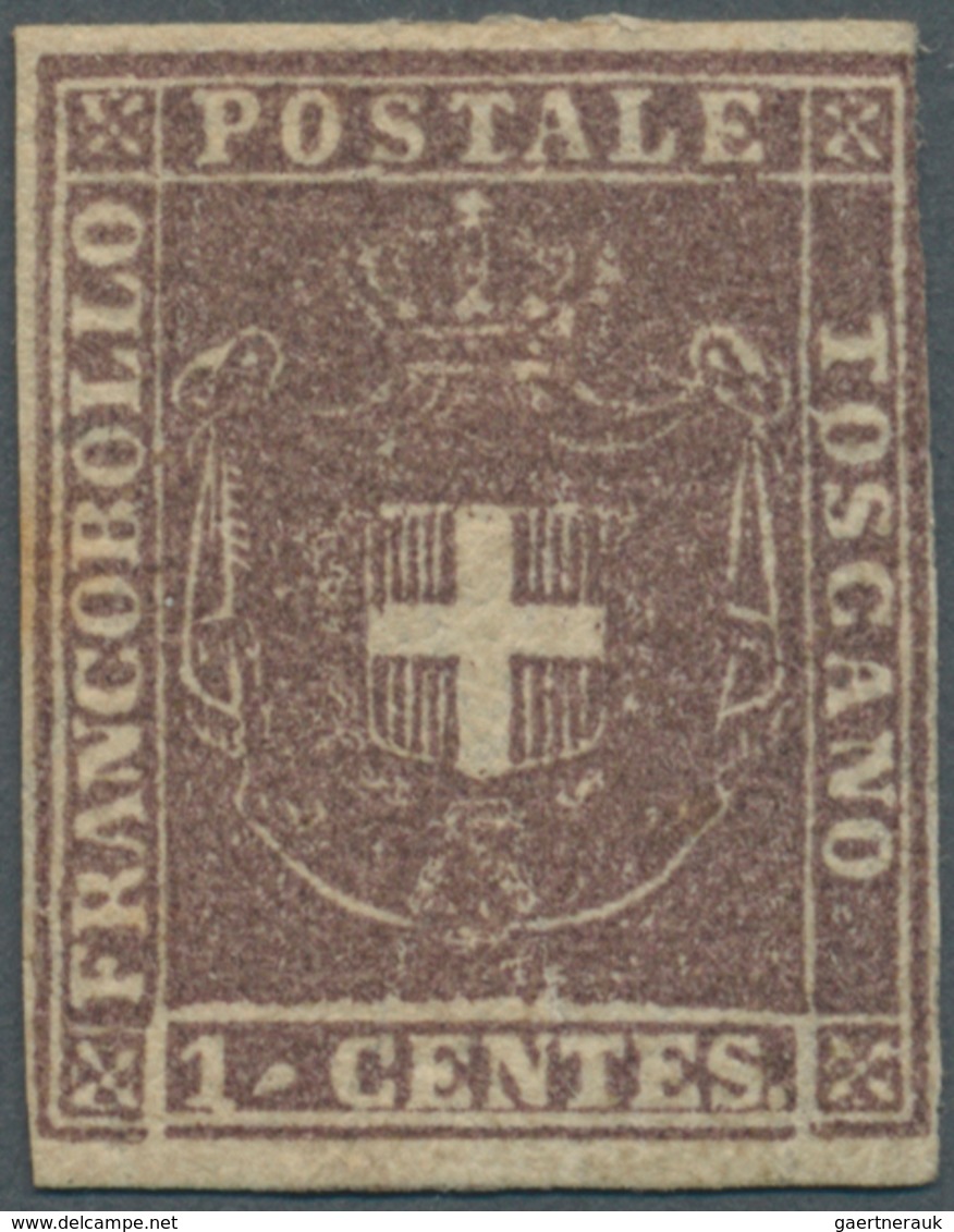 Italien - Altitalienische Staaten: Toscana: 1860, 1 Ct Violet-brown, Almost Full Margins, Mint With - Toscane