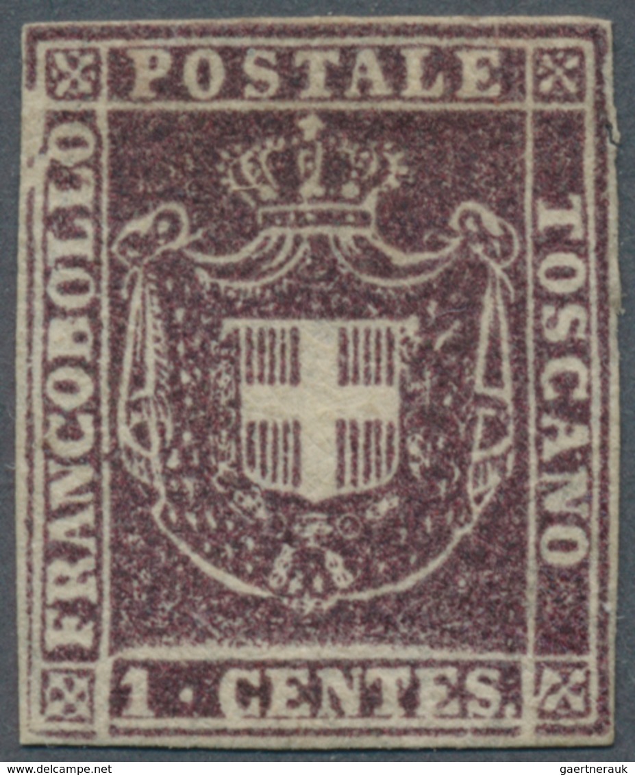 Italien - Altitalienische Staaten: Toscana: 1860: Provisional Government: 1 Cent Brown Violet, Mint - Toscane