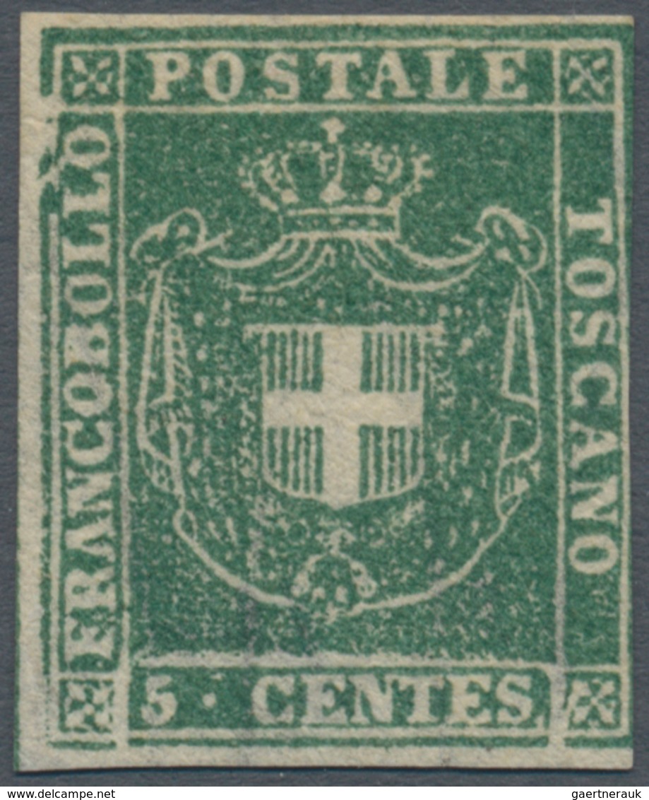 Italien - Altitalienische Staaten: Toscana: 1860, Provisional Government, 5 Cents Green, Mint With O - Toscane