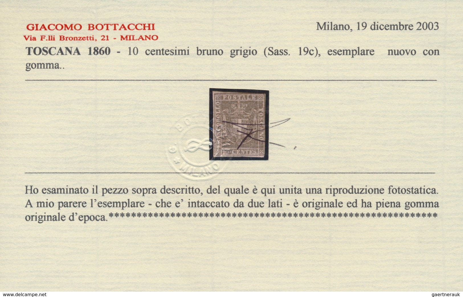 Italien - Altitalienische Staaten: Toscana: 1860, 10c. Brownish Grey, Fresh Colour, Cut Into To Full - Toscane