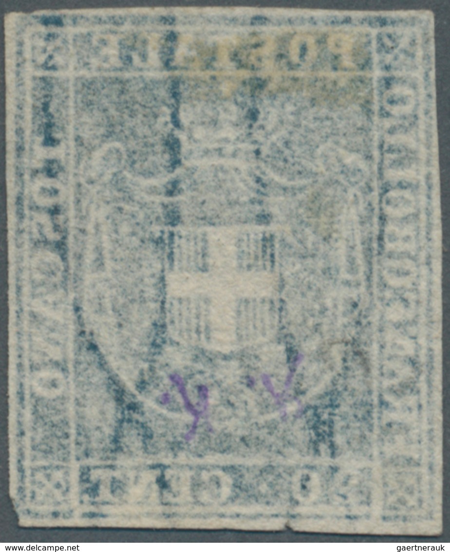 Italien - Altitalienische Staaten: Toscana: 1860, 20 Ct Blue, Full Margins, Fresh Color, Mint Ungumm - Toscane