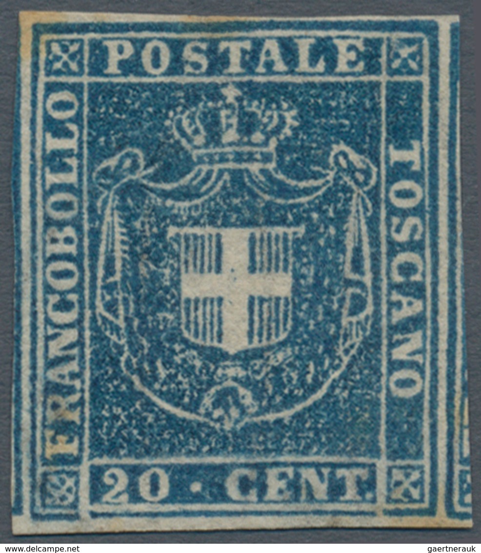 Italien - Altitalienische Staaten: Toscana: 1860, Provisional Government, 20 Cents Blue, Mint With O - Tuscany
