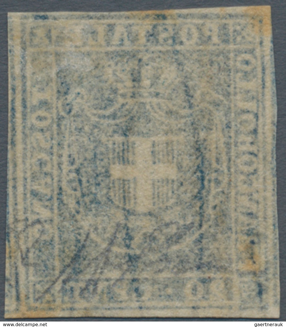 Italien - Altitalienische Staaten: Toscana: 1860, Provisional Government, 20 Cents Blue, Mint With O - Tuscany