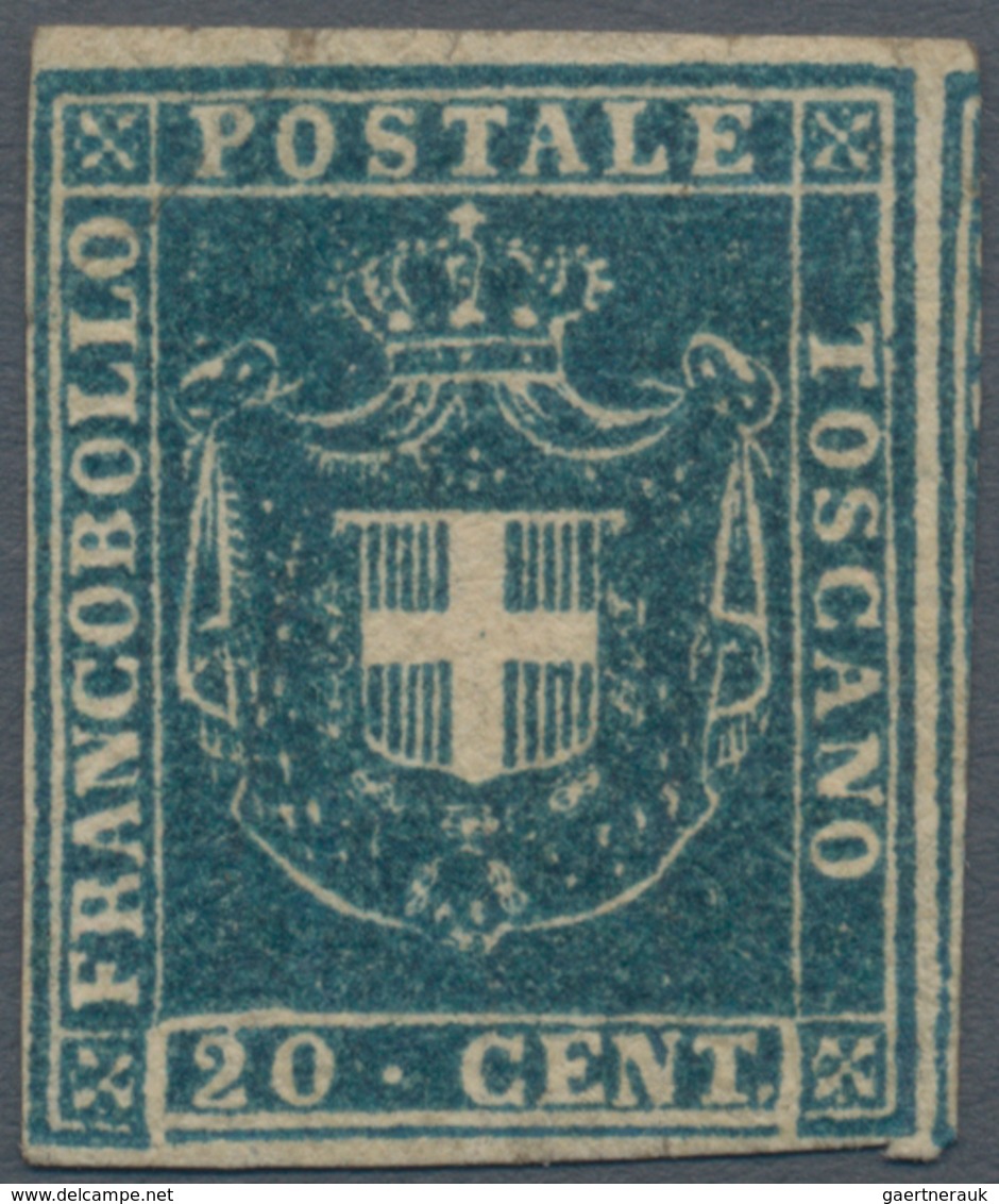 Italien - Altitalienische Staaten: Toscana: 1860, Provisional Government, 20 Cents Blue, Mint With G - Toscane