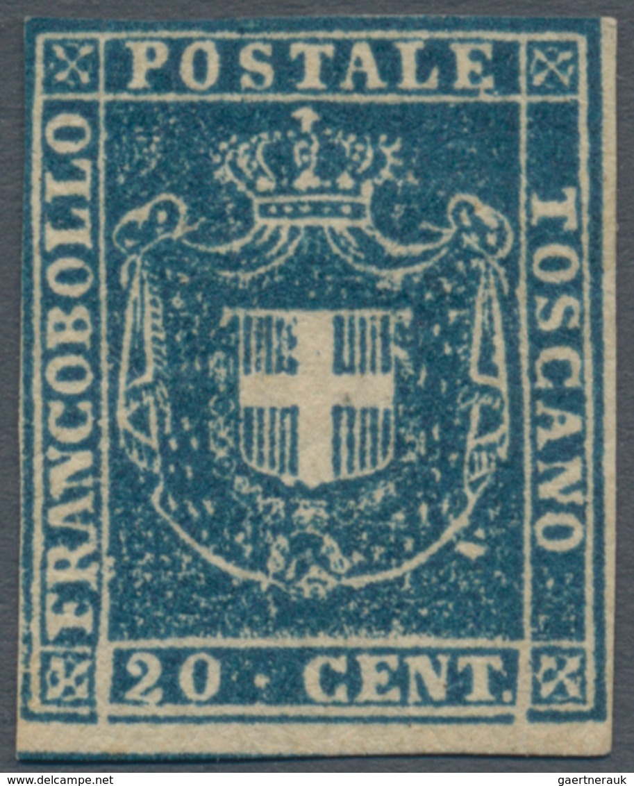 Italien - Altitalienische Staaten: Toscana: 1860, Provisional Government, 20 Cents Blue, Mint With O - Toscane