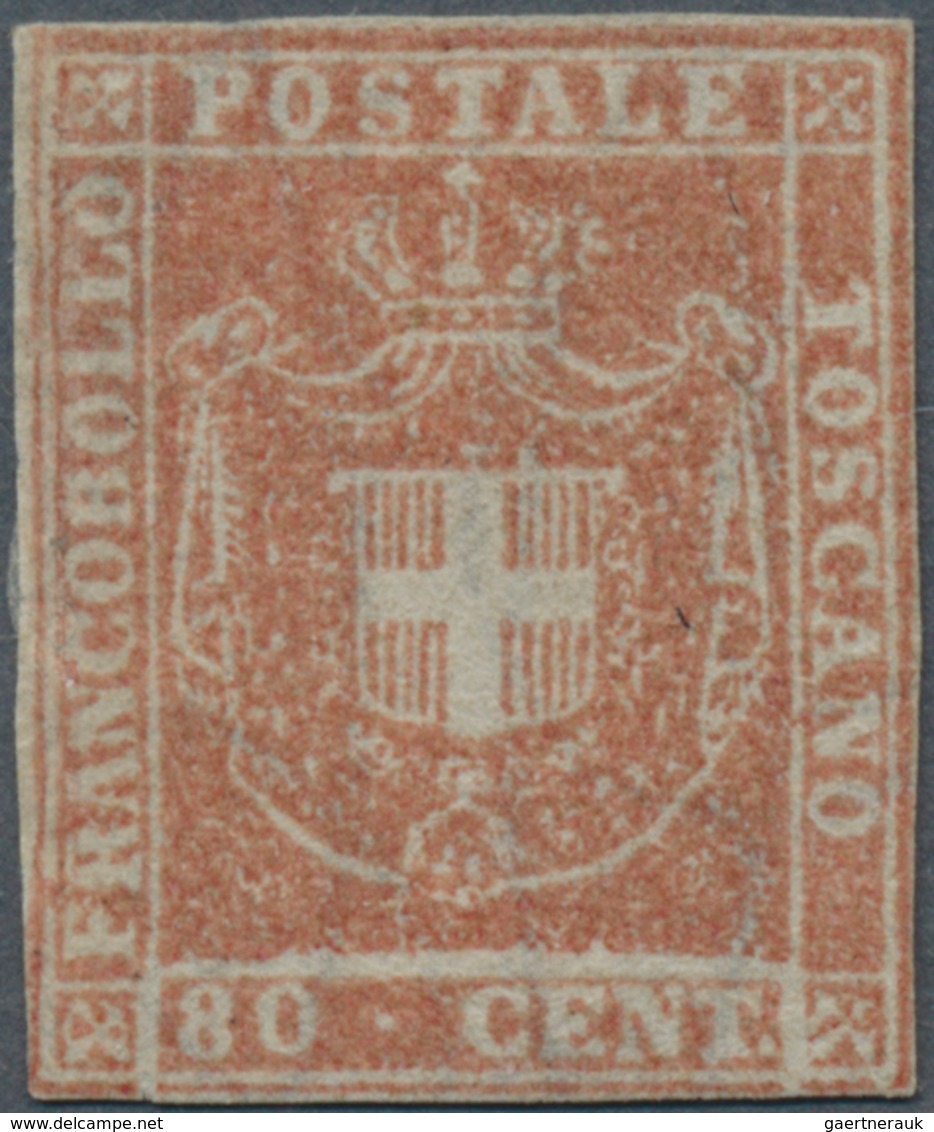 Italien - Altitalienische Staaten: Toscana: 1860, 80 Cents Dark Orange Red, Unused Without Gum. ÷ 18 - Toscane