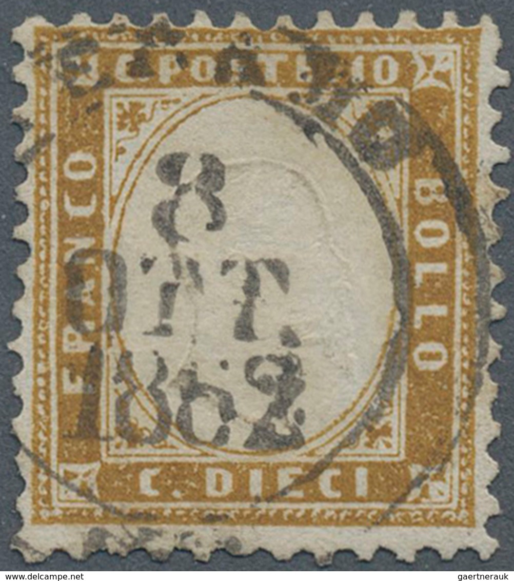 Italien: 1862, 10c. Bistre, Fresh Colour, Well Perforated, Neatly Cancelled "TERAMO 8 OTT 1862", Sig - Nuovi