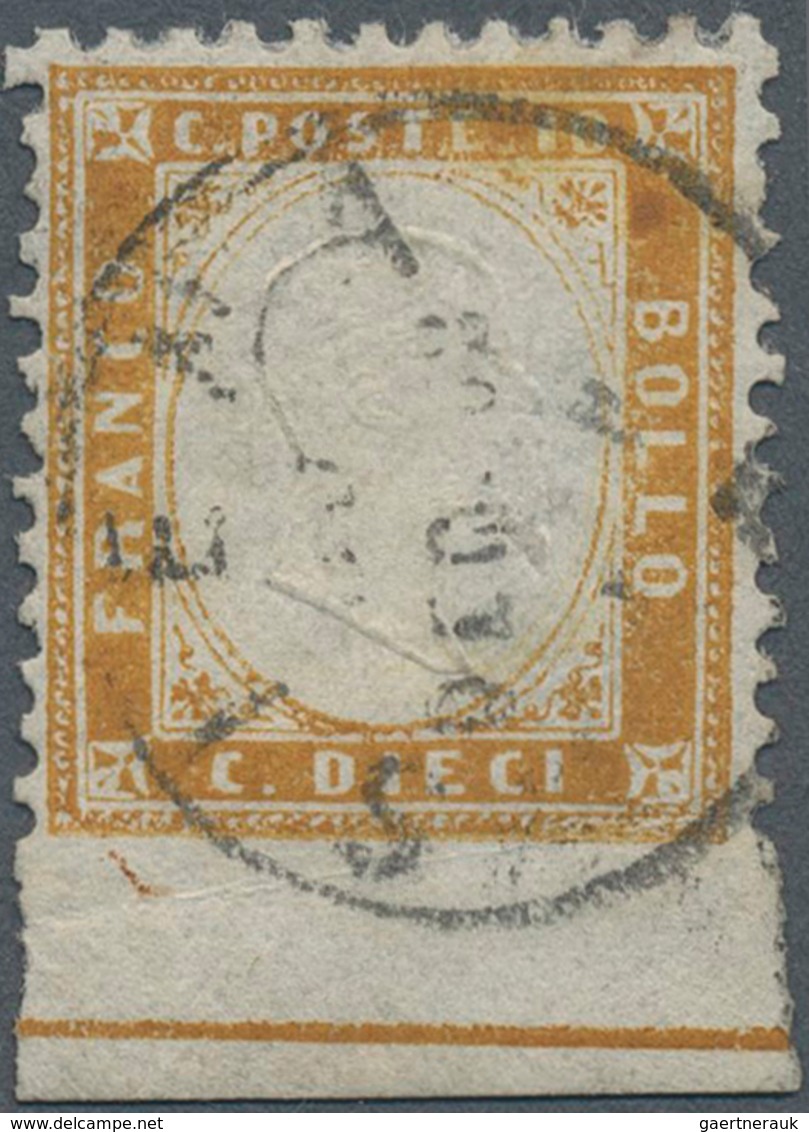 Italien: 1862, 10c. Bistre, Fresh Colour And Well Perforated, Bottom Marginal Copy (=imperf. At Base - Ongebruikt